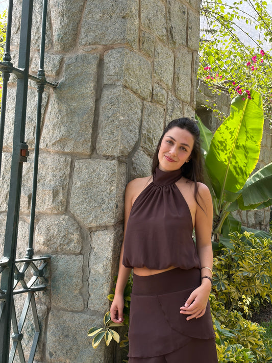 Blusa Maria Halter Marrón